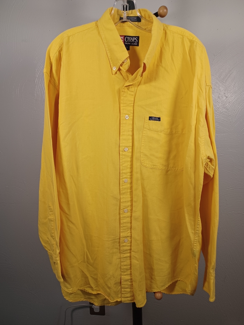 Chaps Ralph Lauren Yellow Long Sleeve Button Down Size Large